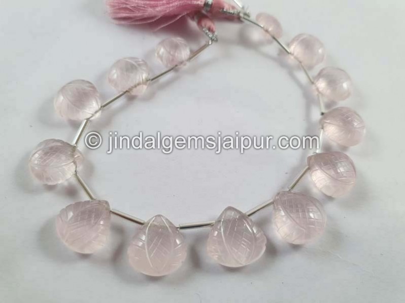 Rose Quartz Big Carved Crown Heart Beads