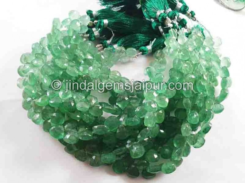 Green Strawberry Quartz Faceted Heart Beads