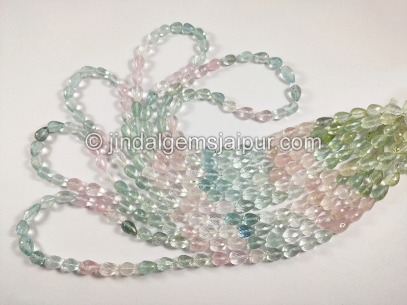 Multi Aquamarine Faceted Drops Shape Beads