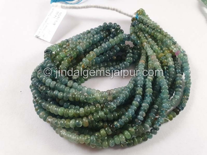 Blue Tourmaline Shaded Smooth Roundelle Beads