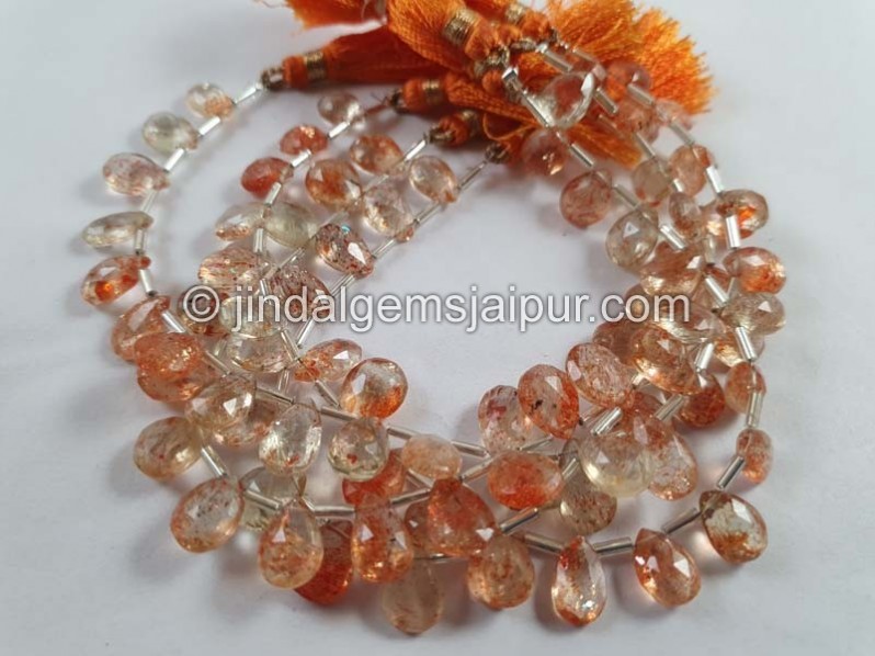 Sunstone Faceted Pear Beads