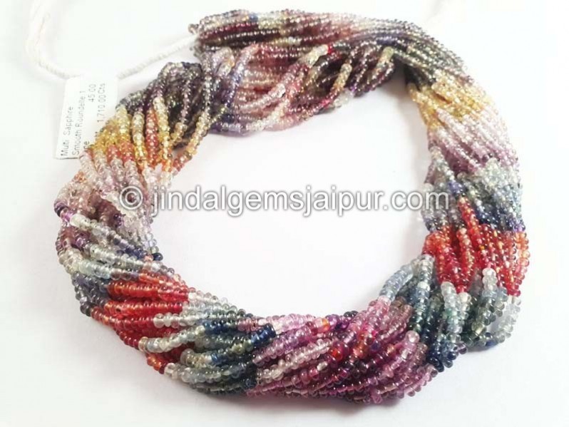 Multi Sapphire Smooth Roundelle Beads