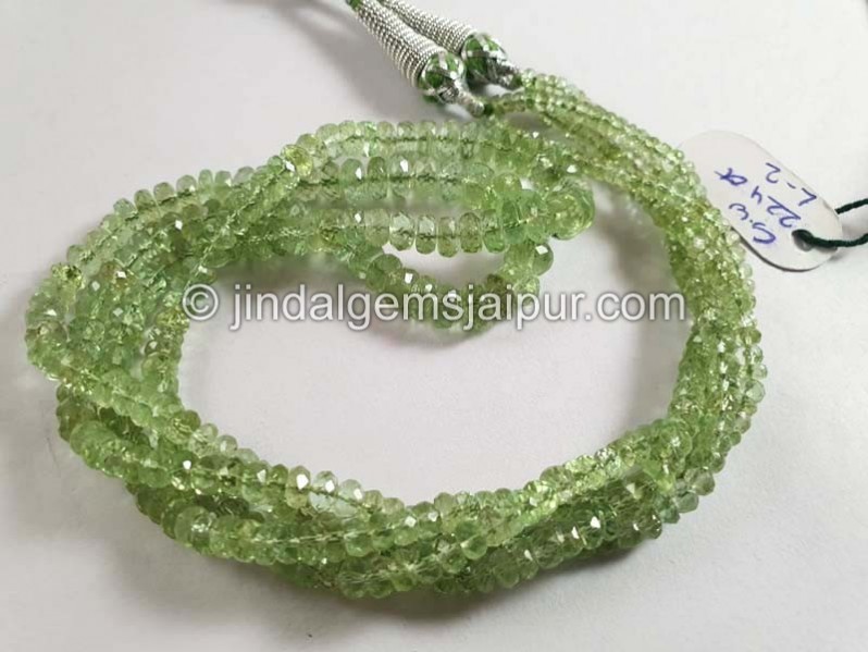 Light Basil Green Tourmaline Faceted Roundelle Beads