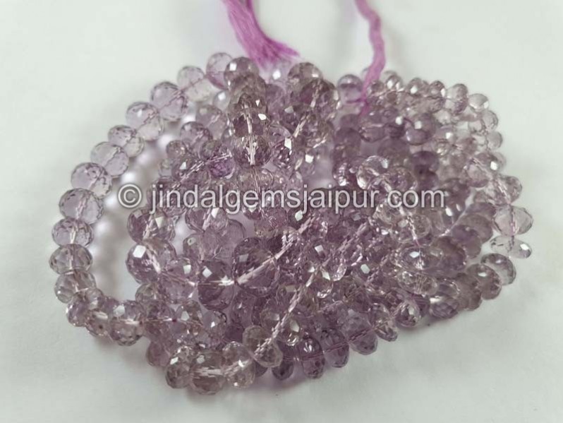 Pink Amethyst Concave Cut Roundelle Beads