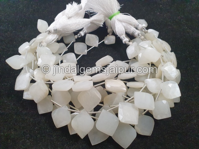 White Moonstone Faceted Lotus Beads