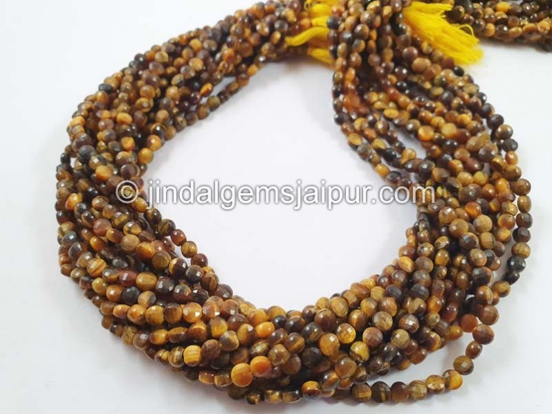 Tiger Eye Faceted Coin Beads