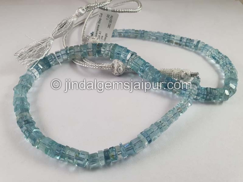 Aquamarine Step cut Bolt Shape Beads