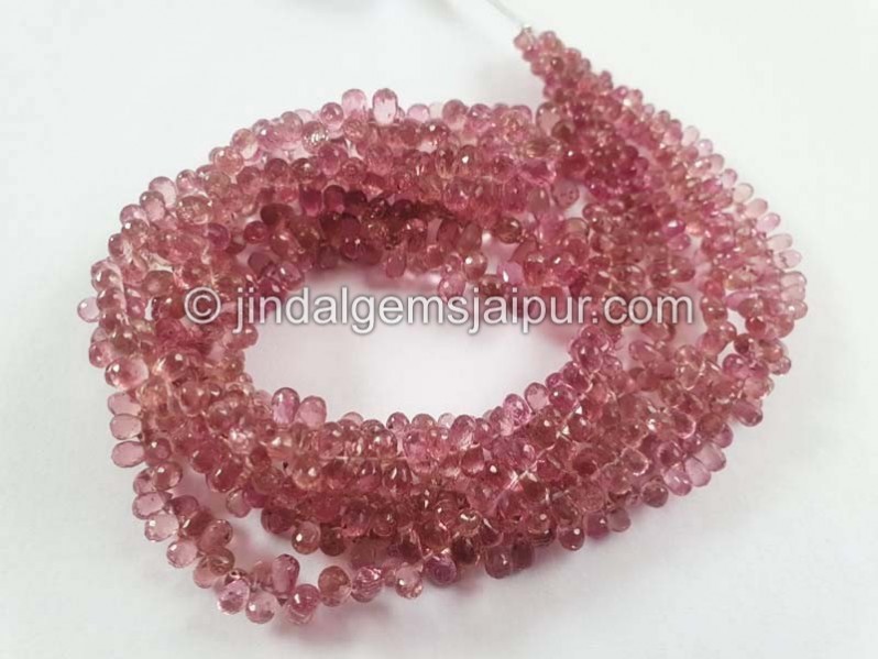 Deep Pink Tourmaline Faceted Drops Beads