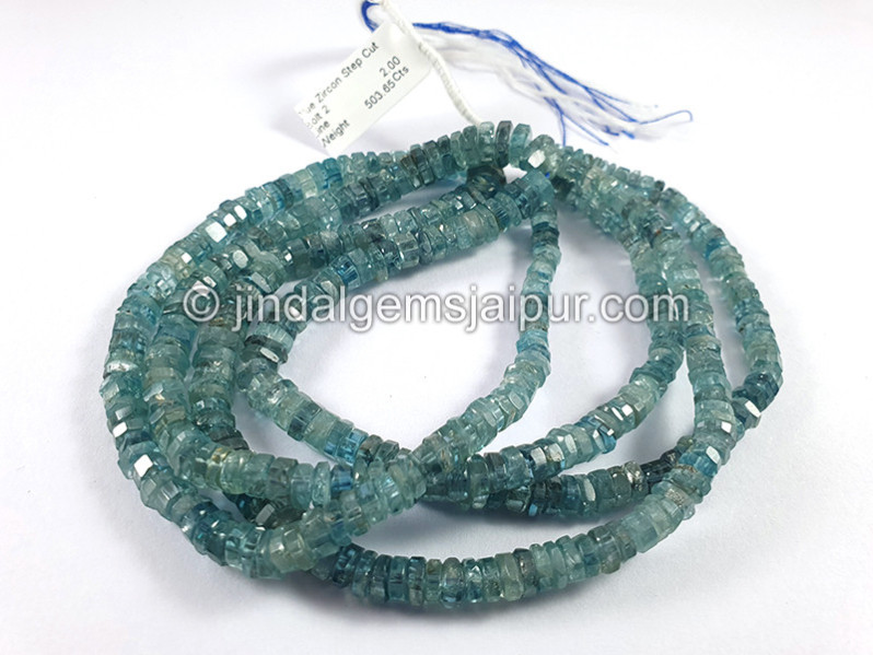 Blue Zircon Step Cut Bolt Shape Beads