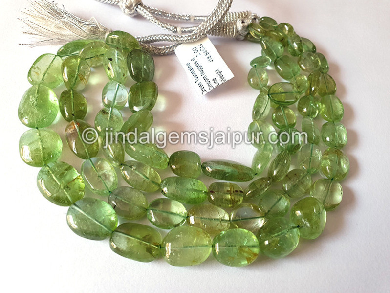 Green Tourmaline Smooth Nuggets Beads