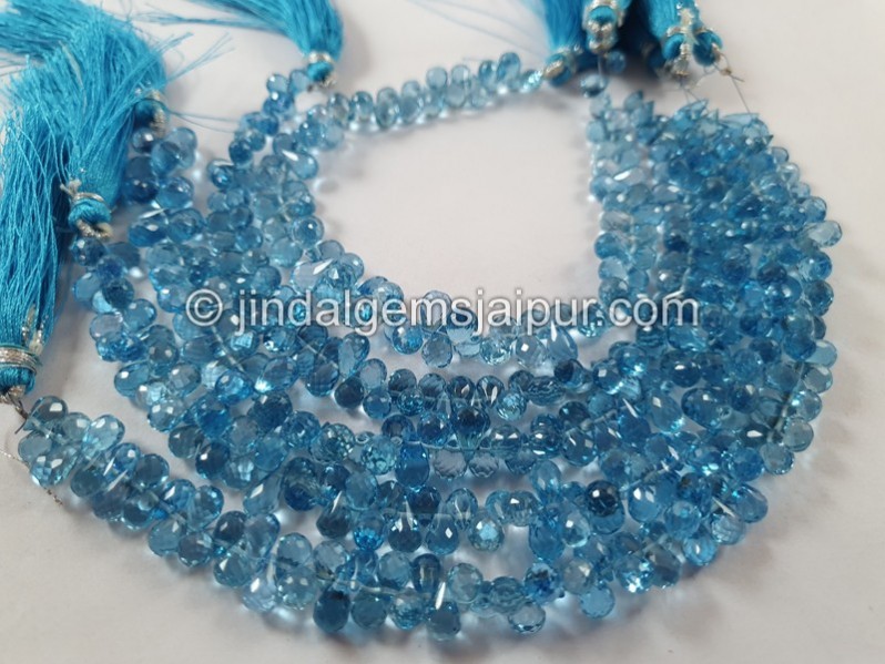 Swiss Blue Topaz Faceted Drops Beads