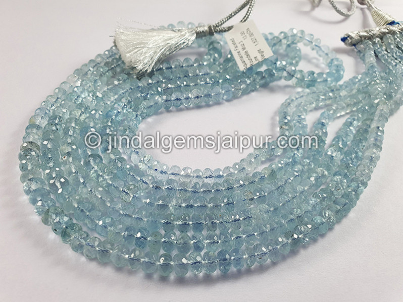 Aquamarine Faceted Roundelle Shape Beads