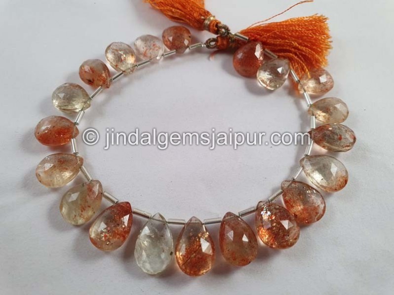 Sunstone Big Faceted Pear Beads