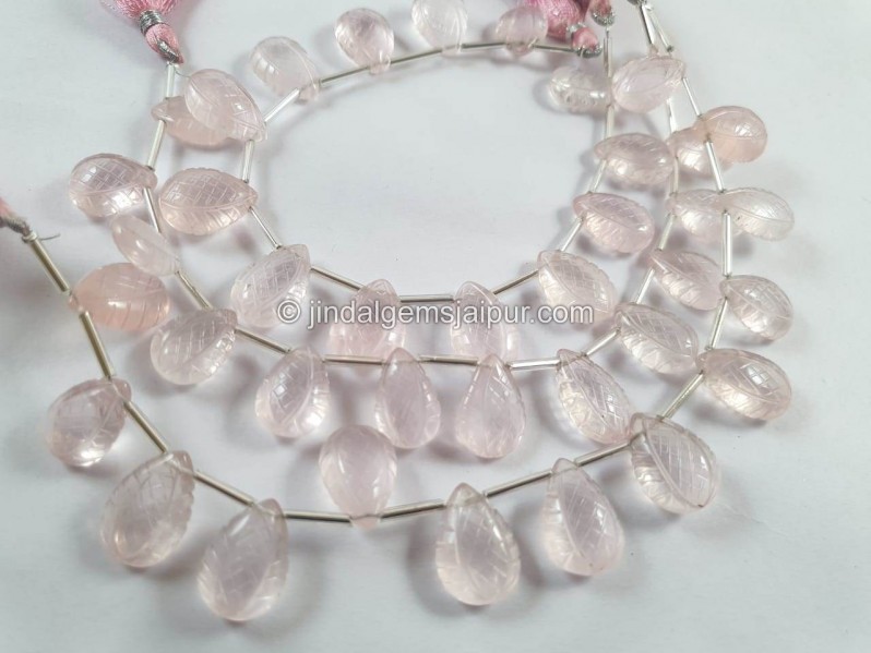 Rose Quartz Carved Crown Pear Beads