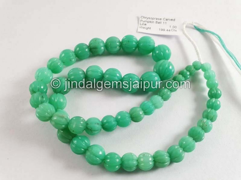 Chrysoprase Carved Pumpkin Balls Beads