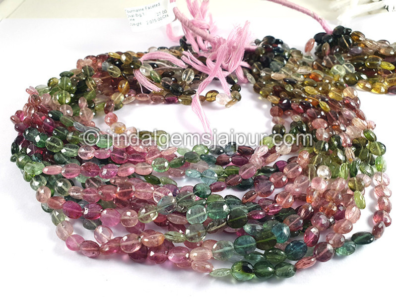 Tourmaline Faceted Oval Shape Beads