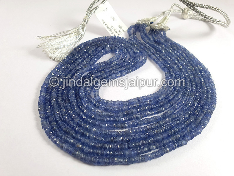 Blue Sapphire Burma Faceted Roundelle Shape Beads