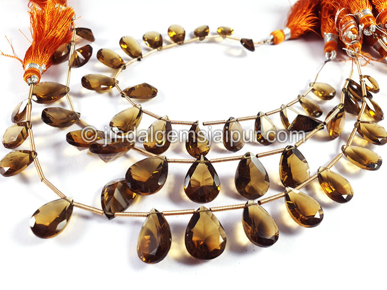 Coganac Quartz Concave Cut Pear Shape Beads