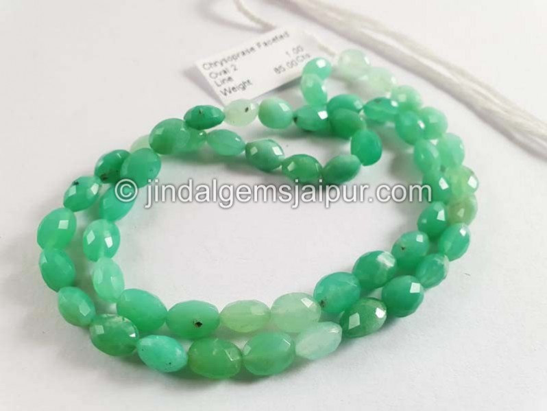 Chrysoprase Faceted Oval Beads