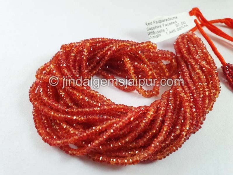 Red Padparadscha Sapphire Faceted Roundelle Beads