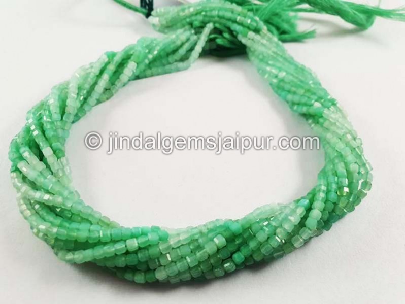 Chrysoprase Cut Cube Shape Beads