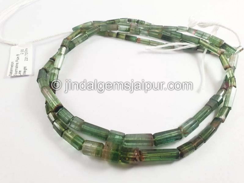 Watermelon Tourmaline Pipe Shape Beads