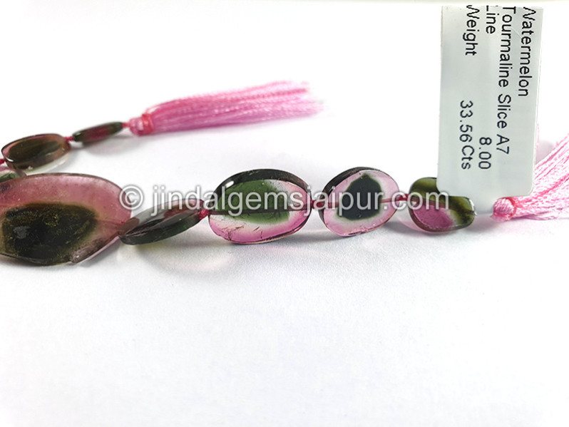 Watermelon Tourmaline Smooth Slices Beads