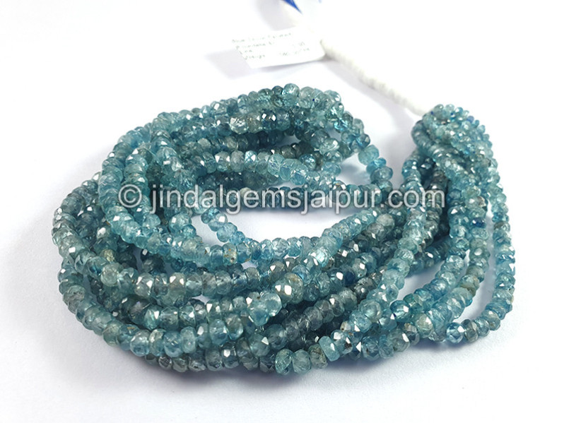 Blue Zircon Faceted Roundelle Shape Beads