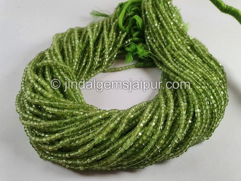 Peridot Cut Cube Beads