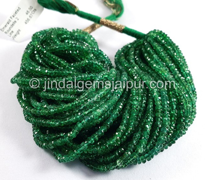 Emerald Faceted Roundelle Shape Beads