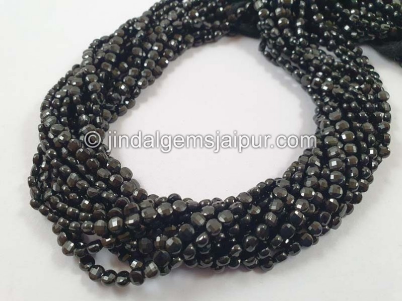 Black Spinel Faceted Coin Beads