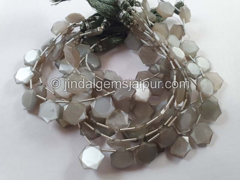 Grey Moonstone Faceted Hexagon Star Beads