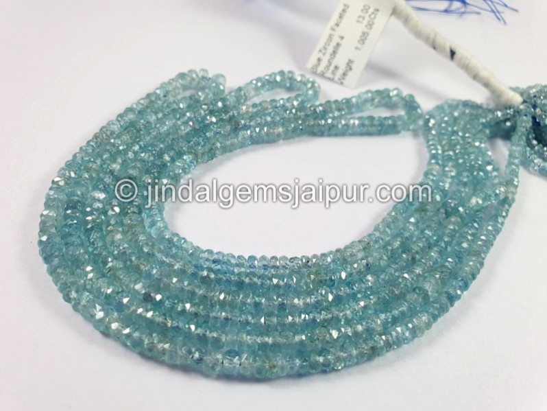 Blue Zircon Faceted Roundelle Shape Beads