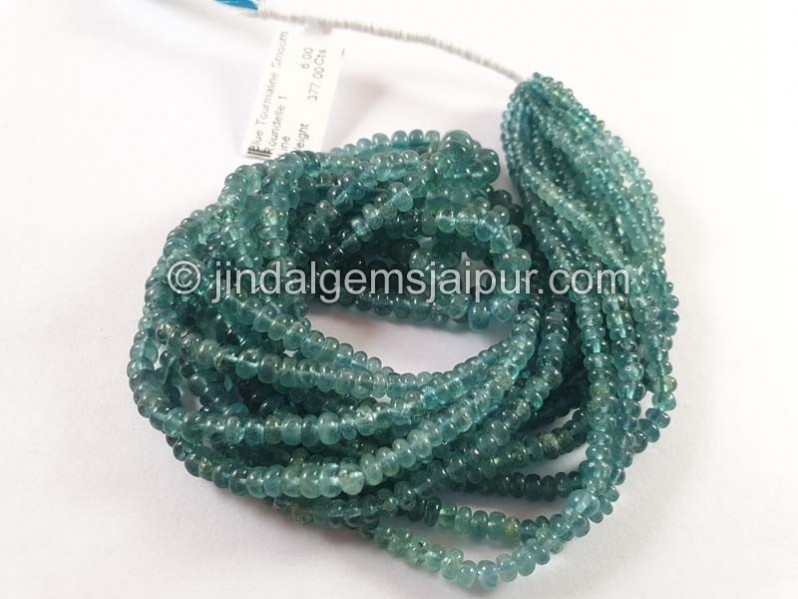 Blue Tourmaline Smooth Roundelle Beads