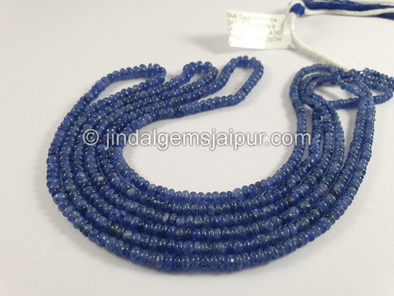 Blue Sapphire Burma Smooth Roundelle Shape Beads