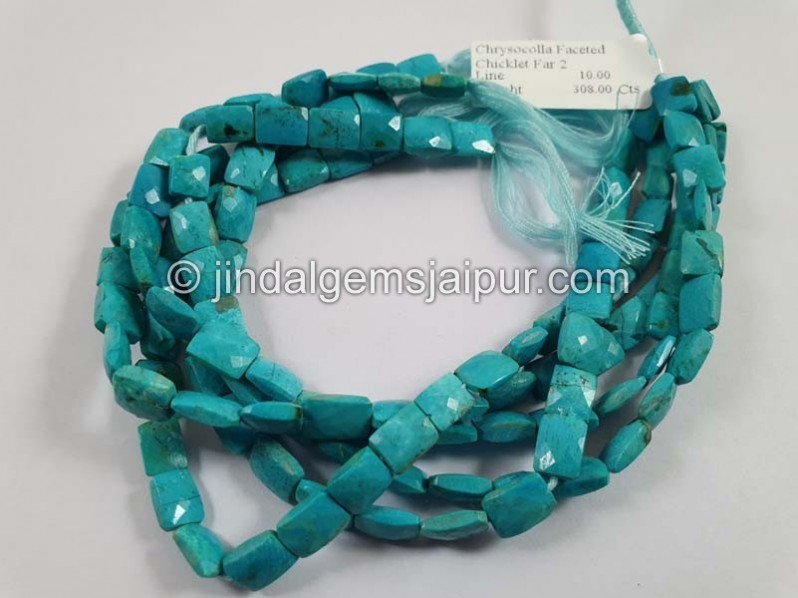 Sky Blue Chrysocolla Far Faceted Chicklet Beads