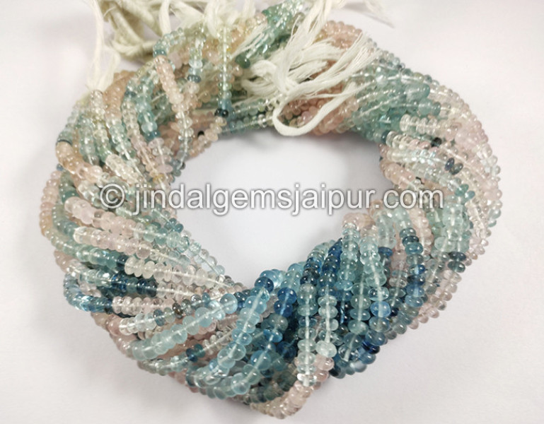 Multi Aquamarine Smooth Roundelle Shape Beads