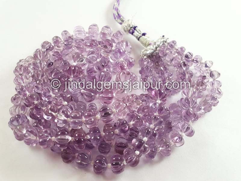 Pink Amethyst Carved Pumpkin Shape Beads