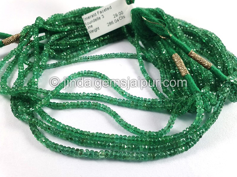 Emerald Faceted Roundelle Shape Beads