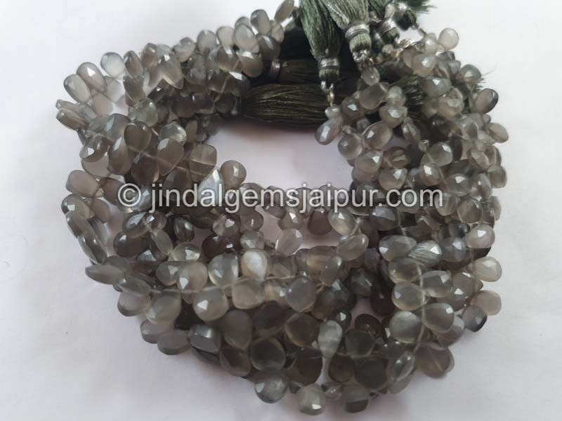 Grey Moonstone Faceted Pear Beads