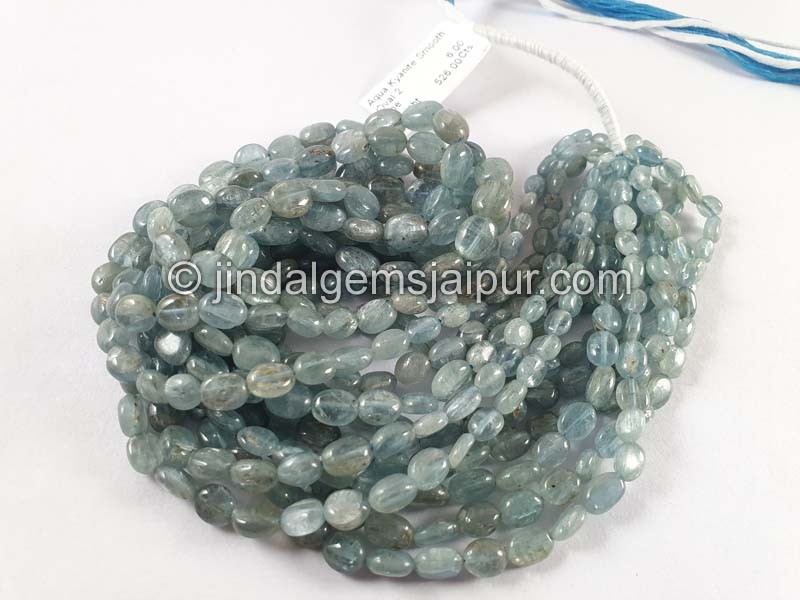 Aqua Kyanite Smooth Oval Beads