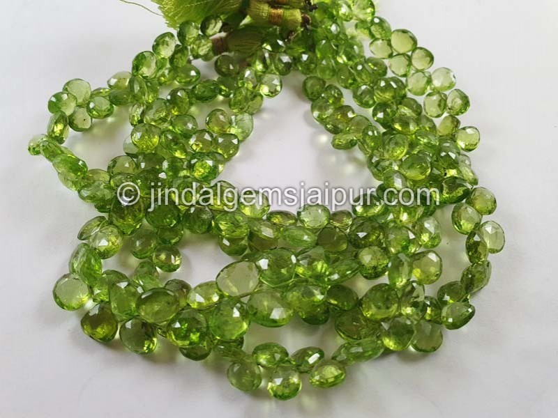 Peridot Far Faceted Heart Shape Beads