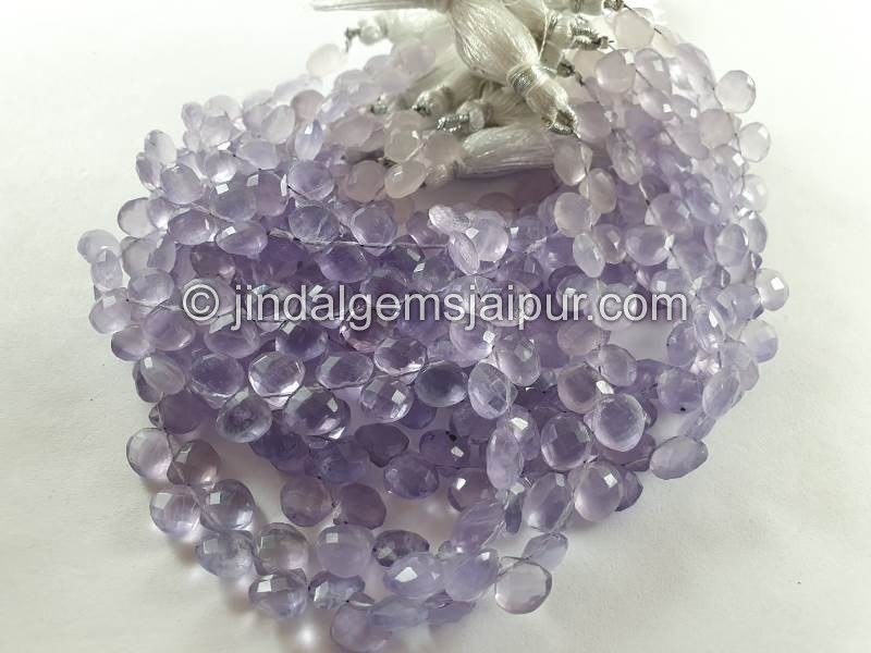 Yttrium Purple Fluorite Faceted Heart Beads