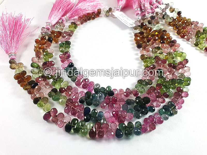 Tourmaline Faceted Drops Shape Small Beads