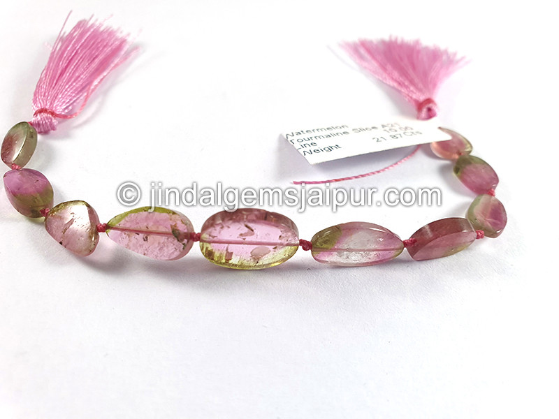 Watermelon Tourmaline Smooth Slices Beads