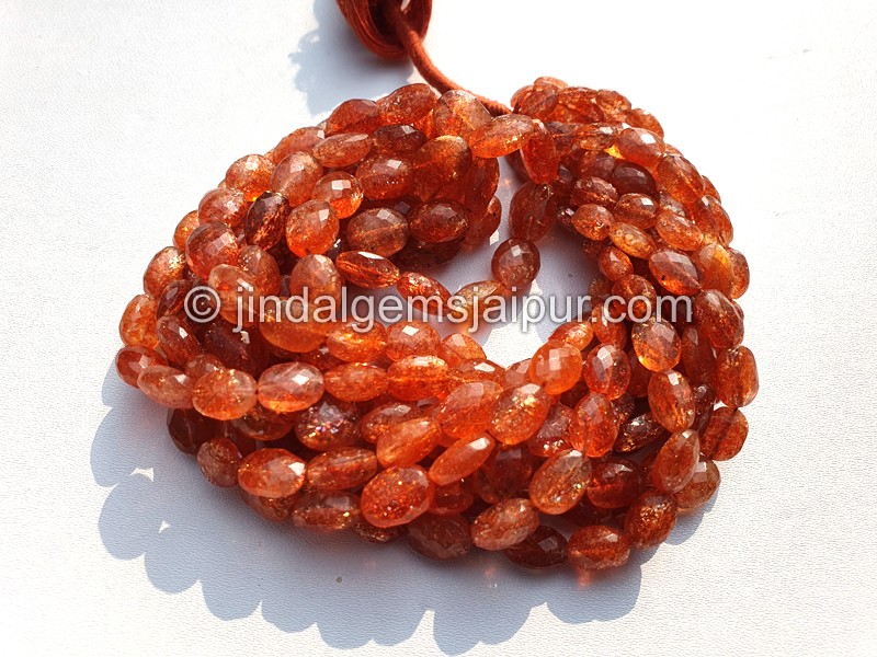 Sunstone Faceted Oval Beads