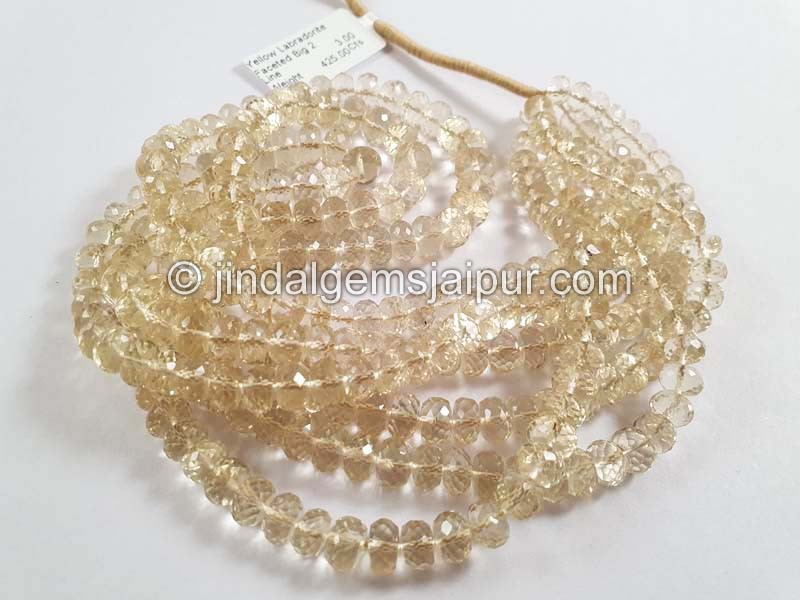 Yellow Labradorite Faceted Roundelle Beads