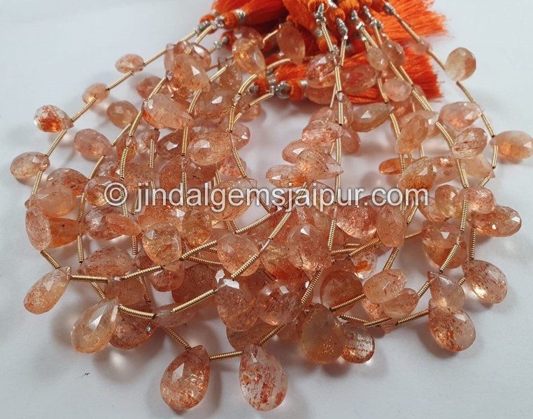 Sunstone Faceted Pear Beads