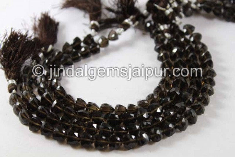 Smokey Faceted Trillion Shape Beads