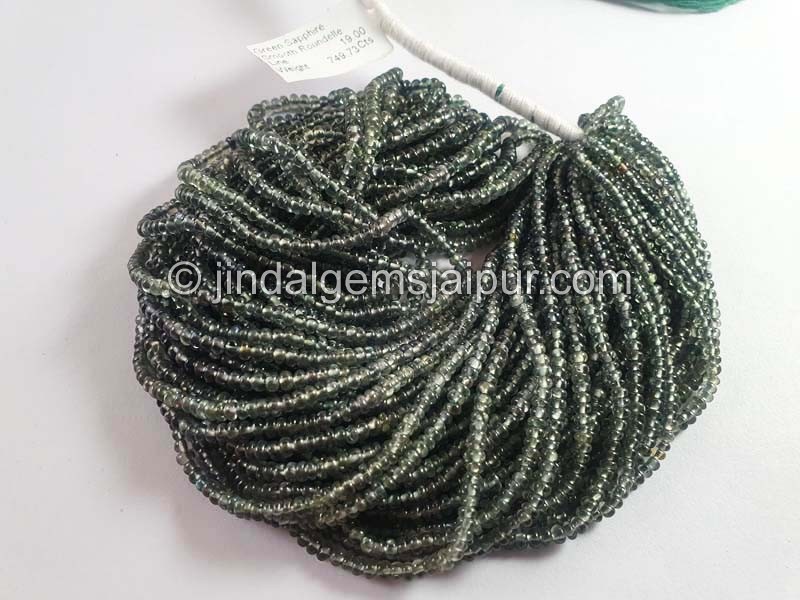 Green Sapphire Smooth Roundelle Beads